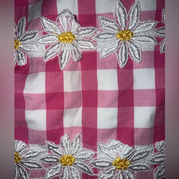 Vintage Lilly Pulitzer Pink Checkered Gingham Daisy Embroidered Skirt Size 8 - Picture 2 of 9